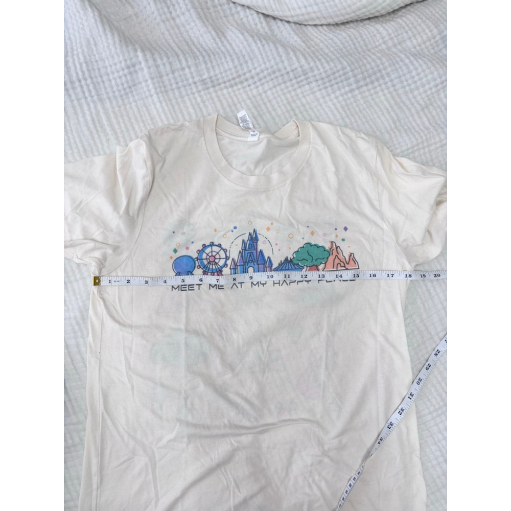 Women's Bella Canvas Beige Multicolor Graphic Tee M Happy Place - Picture 7 of 8